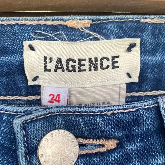 L'AGENCE Women's Straight-Leg Jeans in Deep Blue Denim - Picture 2 of 3